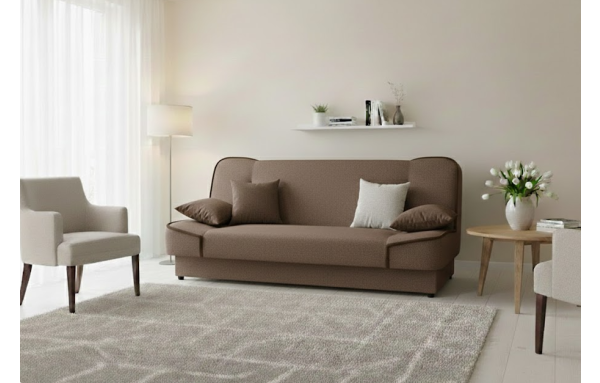 Wersalka Maxim II 15 brąz melanż na sprężynach z funkcją spania i pojemnikiem